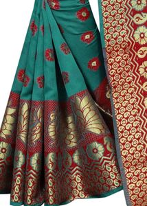 Embellished Banarasi Jacquard Saree Sea Green💚