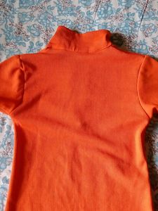 Orange and Black Bodysuit with Collar