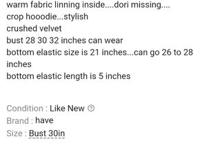 Crop Hoodie 28 30 32 All Can Wear