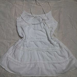 white backless long Top