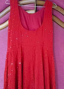 Red Sequin Ethnic Gown