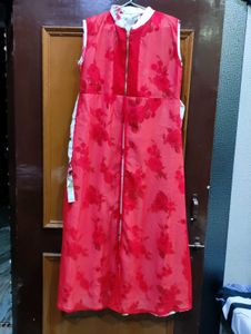 Red Floral Floor Length Dress