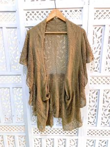 Open Knit Earthy Brown Cardigan C