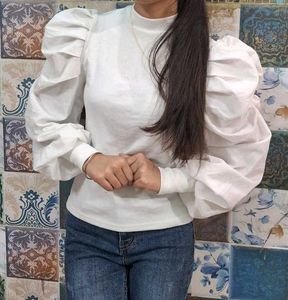 White Puff Sleeve Top