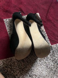 Black Heels with Bow Detail