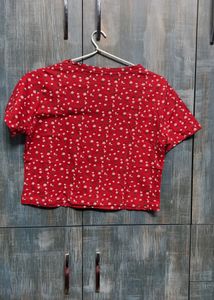 Red Tshirt Crop Top