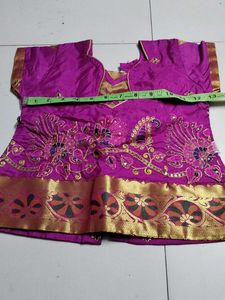 Pink &amp; Gold pattu pavadai set..