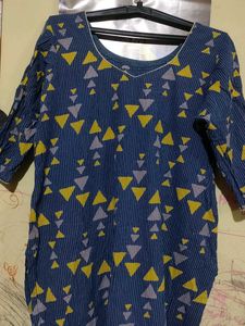 Blue & Yellow Kurti With Pant Combo