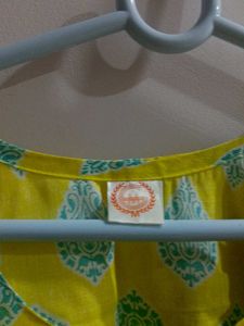 Yellow &amp; Teal Print Kurti