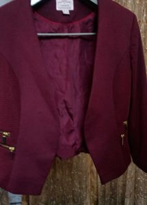 Vintage Burgundy Cropped Blazer