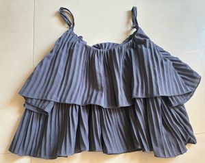 Pleated Cold Shoulder Top