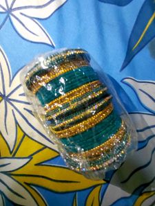 Teal &amp; Gold Bangle Set