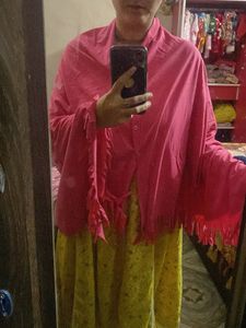 Pink Scarf with Fringes