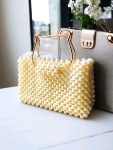 Pearl Beaded Clutch with Handle