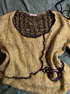 Y2K Unique Olive Green Knit Top