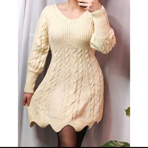Cream Colour Woolen Dress (New)