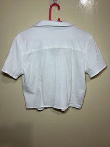 White Collared Crop Shirt