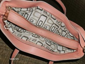 Peach Coloured Studded PU Structured Handheld Bag