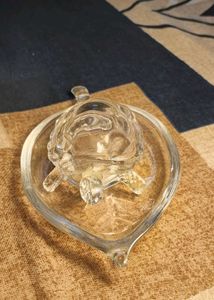 Vintage Glass Turtle Trinket Dish