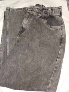 Gray Elastic Waist Jeans