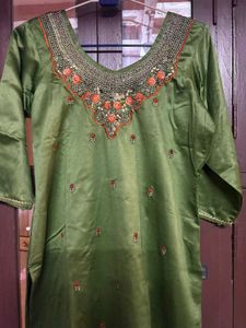 Green Embroidered Kurta Set