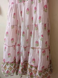 Tiered Pink Floral Print Dress