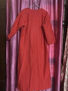 Red Linen Blend Kurti