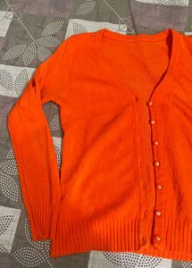 Orange Cardigan Sweater