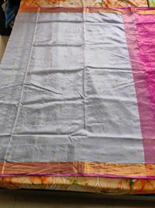 Elegant Pink &amp; Grey Soft Silk Saree