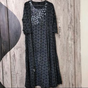 Ink Black Anarkali flare kurta gown