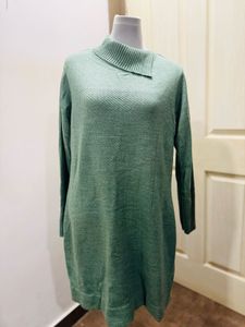 Green Knit Sweater Dress, winter wear