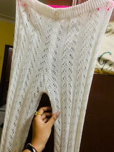 White Trendy Crochet Pants