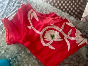 Elegant Red and White Georgette Saree with Floral