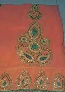Coral Stones And Breads Saree