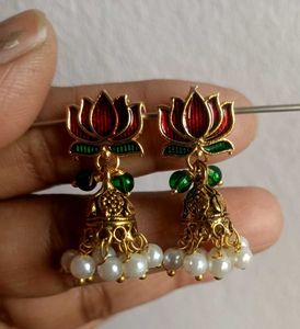 Lotus Jhumka Earrings