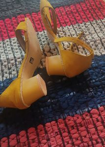Mustard Yellow Block Heels 1 Time Used