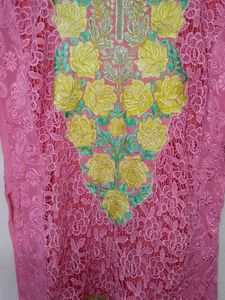 Pink Embroidered kurta and dupatta