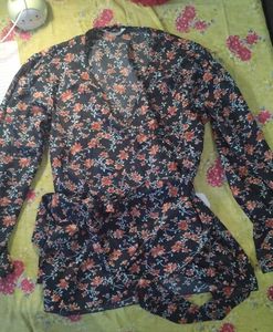 Floral Print Tie-Waist Top