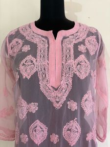 Pink Chikankari Kurti