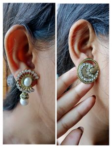 Pearl & Diamond Earrings (Silver)
