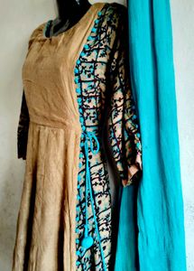 Designer Anarkali Gown With Shrug And Dupatta