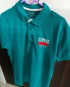FCUK Teal Polo T-Shirt Medium