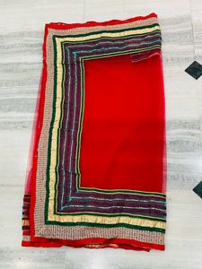 NEW RED NET SAREE