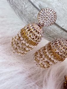 White Pearl &amp; Golden Earrings