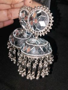 Mirror Jhumka Earrings