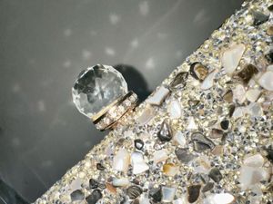 Embellished Stone Clutch with Crystal Knob