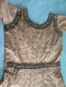 Peach Anarkali Kurta with Embellishments