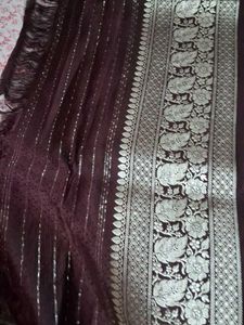 Elegant Brown &amp; Silver Dupatta
