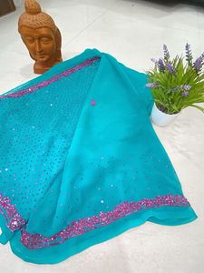 beautiful sequins georgette saree