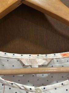 Soft White Floral Blouse with Polka Dots
